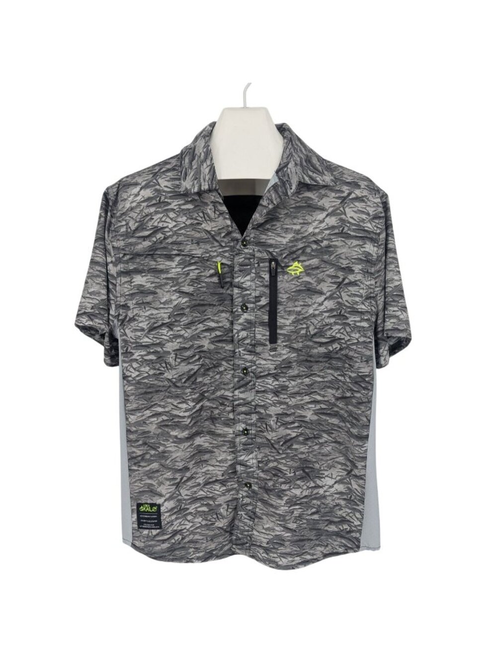Performance Fishing Button Up Shirt Outdoor Utility Gorpcore Short Sleeve Large